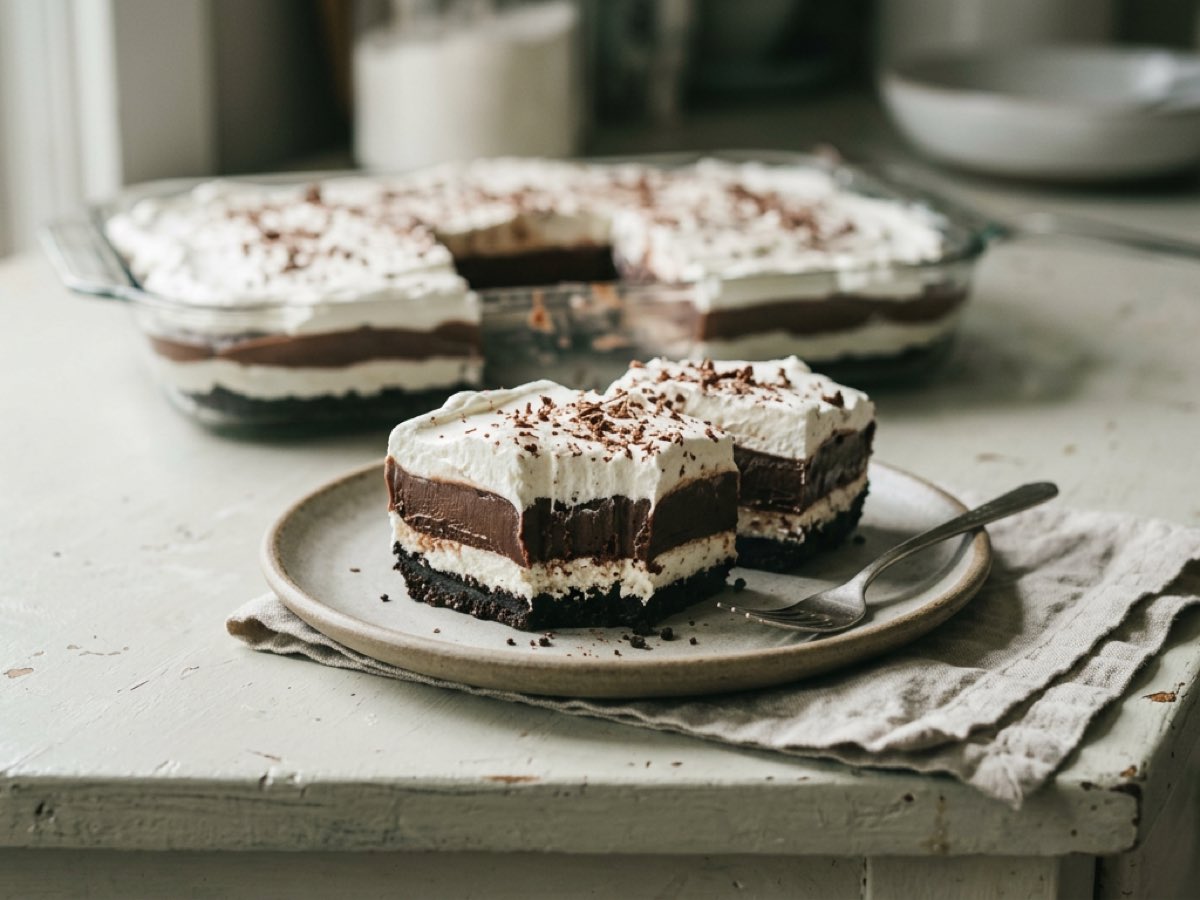 Illustration of Chocolate Lush (Layered Pudding Dessert)