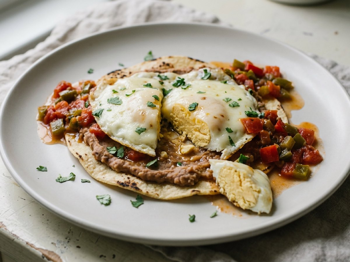 Illustration of Huevos Rancheros with Set Yolks